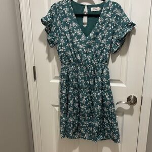 Amaryllis with Ashlee Nichols collab Floral Fully Lined V-Neck Ruffle Dress